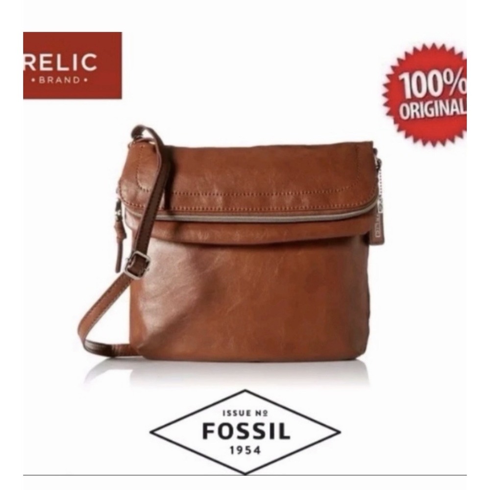 RELIC Cora East West Flap Crossbody Bag Cognac